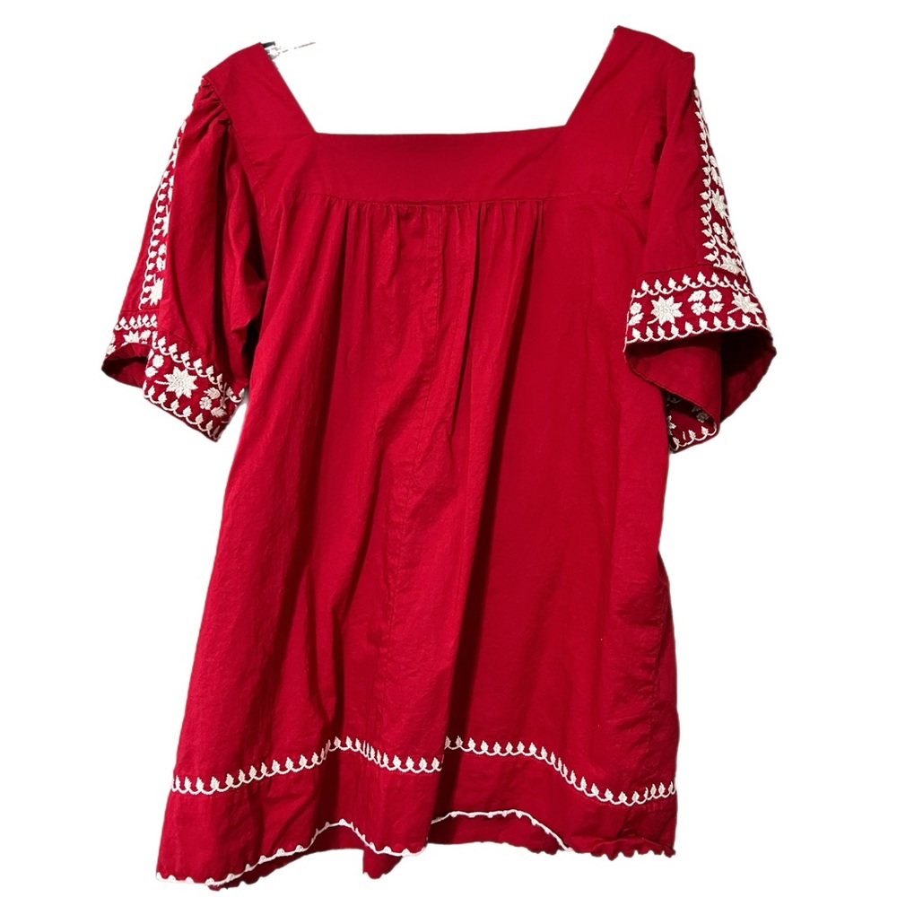 Karen Kane Scarlet Blouse with Ivory Detailing - Picture 8 of 9